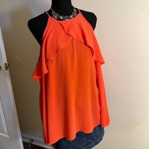 Michael Kors Coral Ruffle Halter Off the Shoulder Top